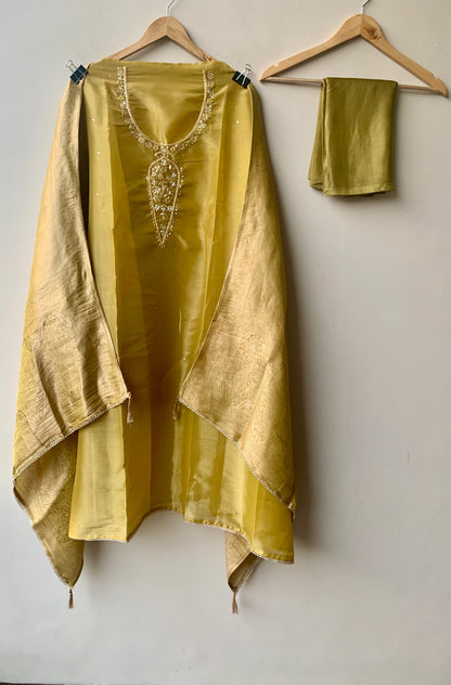 Shimmer silk Printed Unstitched Suit Set