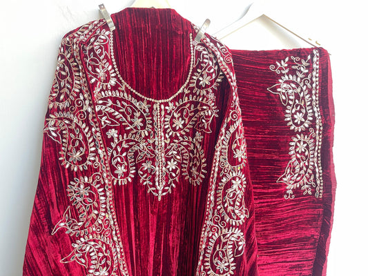 Crushed micra velvet unstitched ladies suit Rc18162