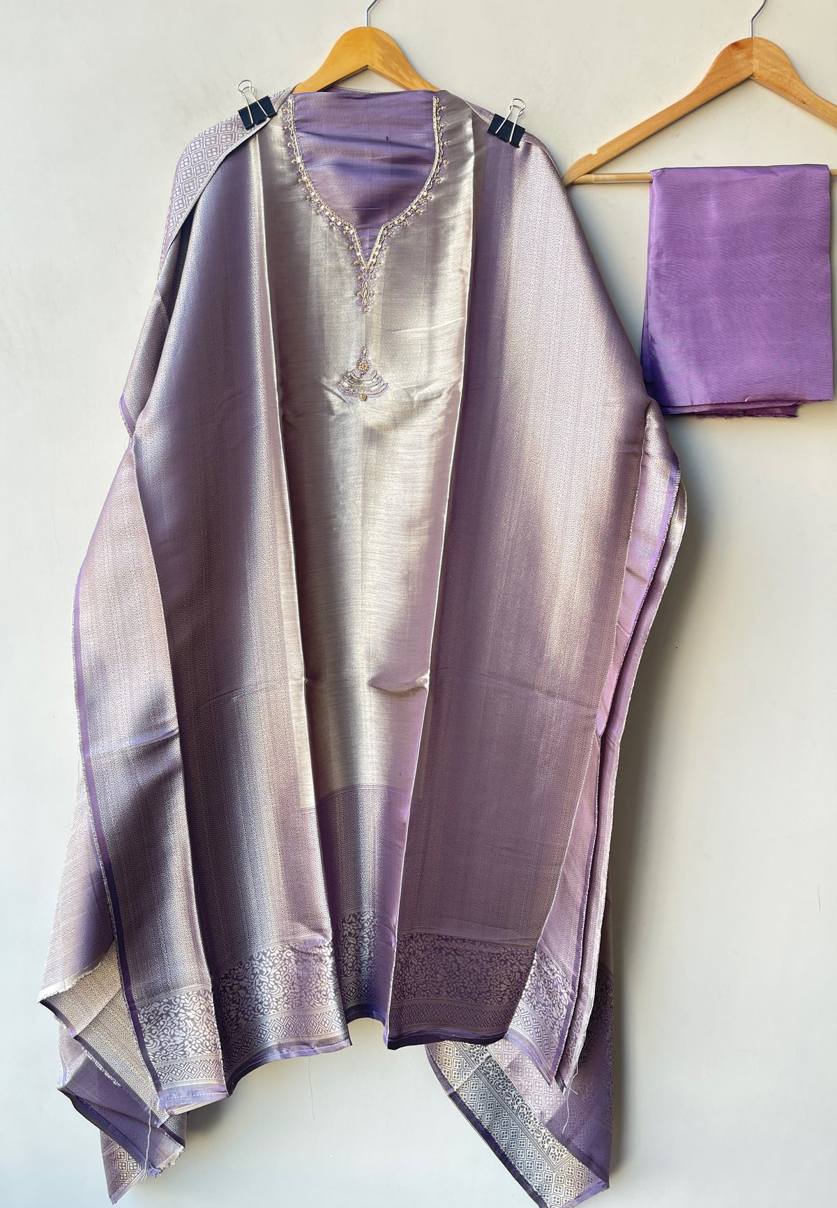 Exquisite Self Shimmer Giraffe Silk Unstitched 3 Pcs Designer Suit Set