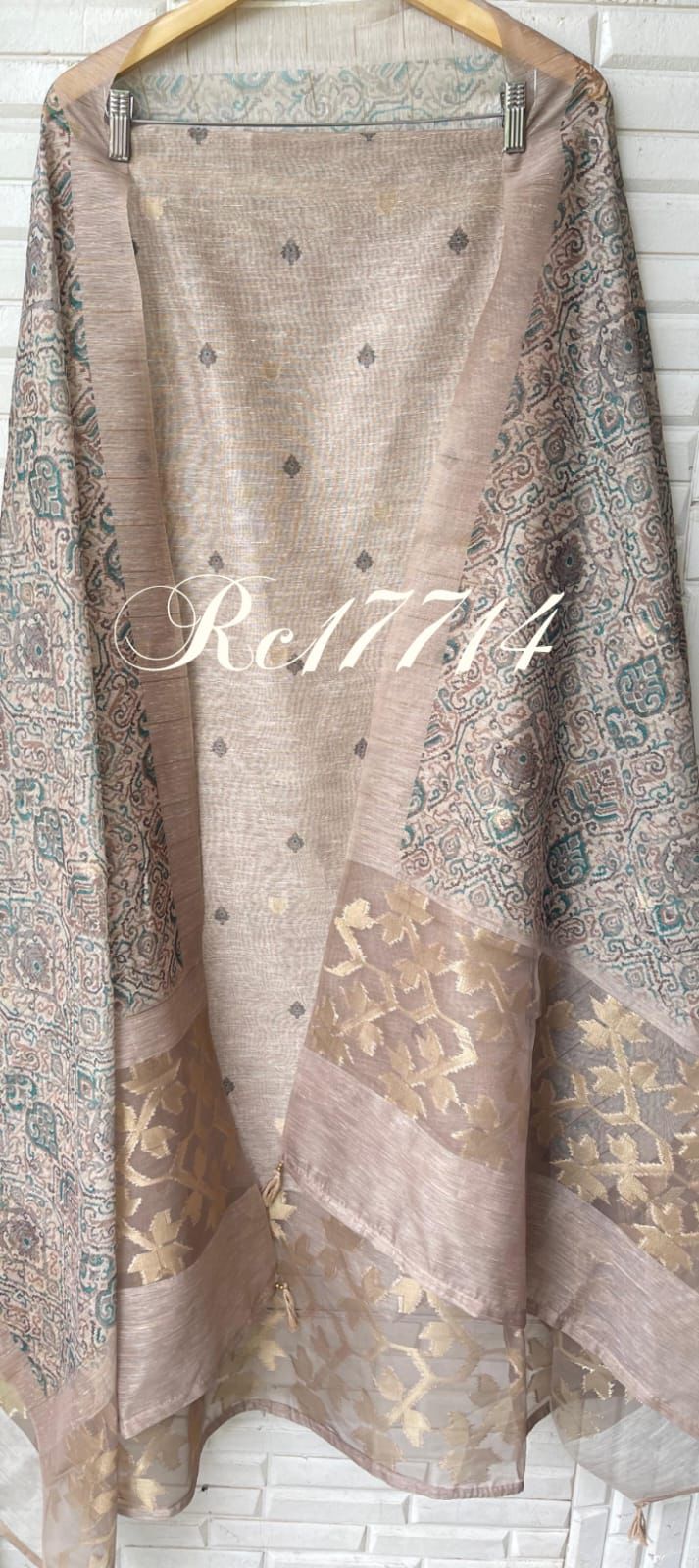 Banarasi linen silk unstitched ladies suit Rc17714