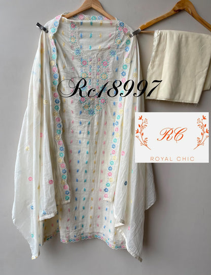 Mul cotton jaam dhani weaving unstitched ladies suit Rc18997