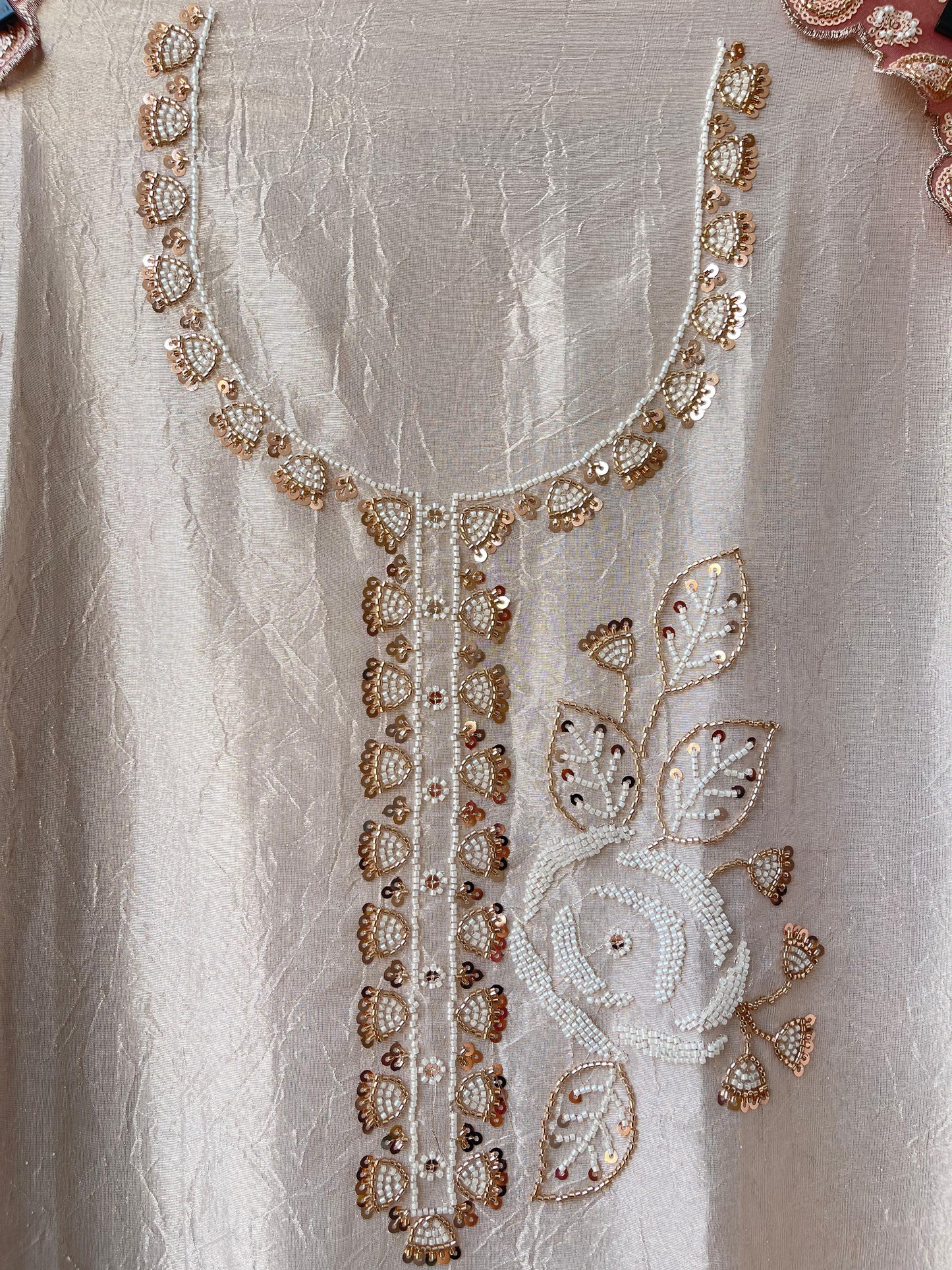 Pure crushed shimmer tissue unstitched ladies suit