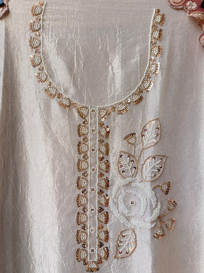 Pure crushed shimmer tissue unstitched ladies suit