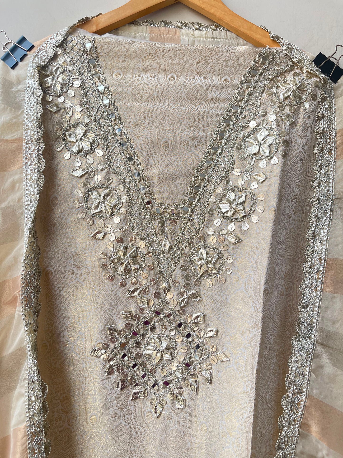 Pure self shimmer brocade silk unstitched ladies suit Rc19206