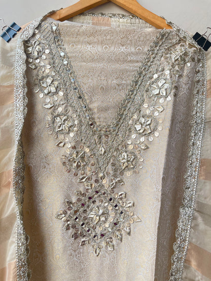 Pure self shimmer brocade silk unstitched ladies suit Rc19206