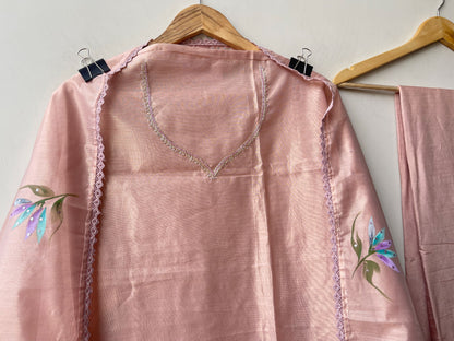 Shimmer Silk Brush Painted Elegant Unstitched Suit Set