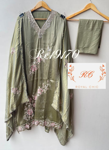 Pure shimmer giraffe silk unstitched ladies suit Rc19170 (b)