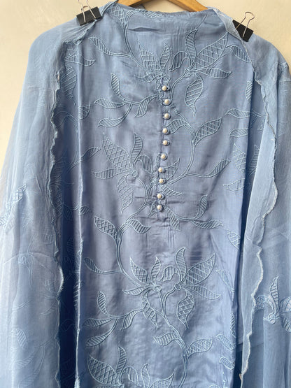 Premium Glass Organza Unstitched 3 Pcs Designer Suit Set