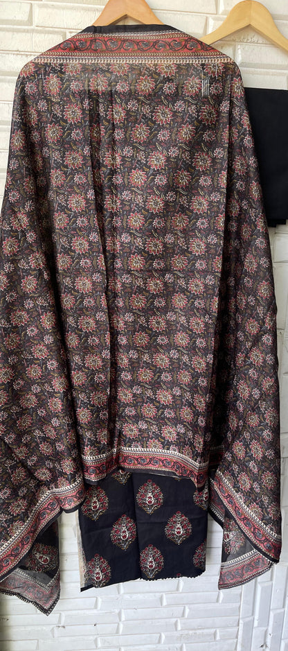 Mul cotton printed unstitched salwar suit with mirror-work embroidery – RoyalChicByPriti