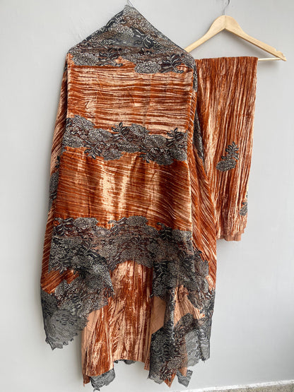 Micra crushed velvet unstitched ladies suit Rc18256