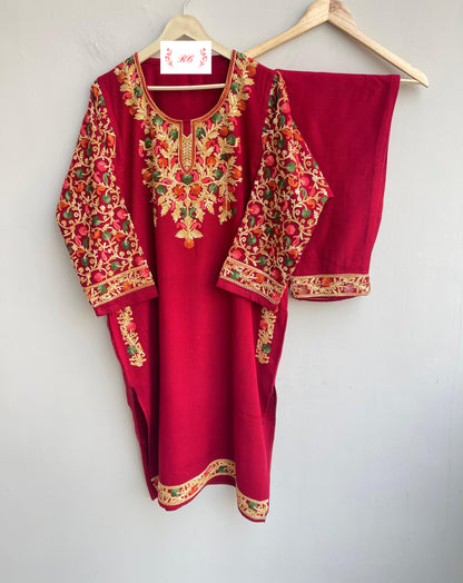 Kashmiri pheron readymade winter ladies coord set Rc18154