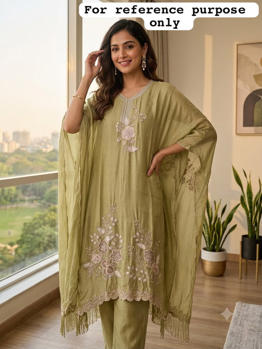 Crepe satin unstitched ladies suit Rc19060 (b)