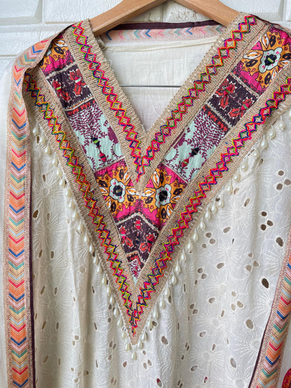 Chikan cotton unstitched ladies suit Rc17428