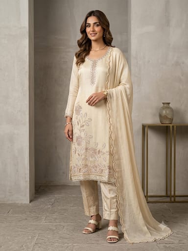 Giraffe silk unstitched ladies suit Rc19235