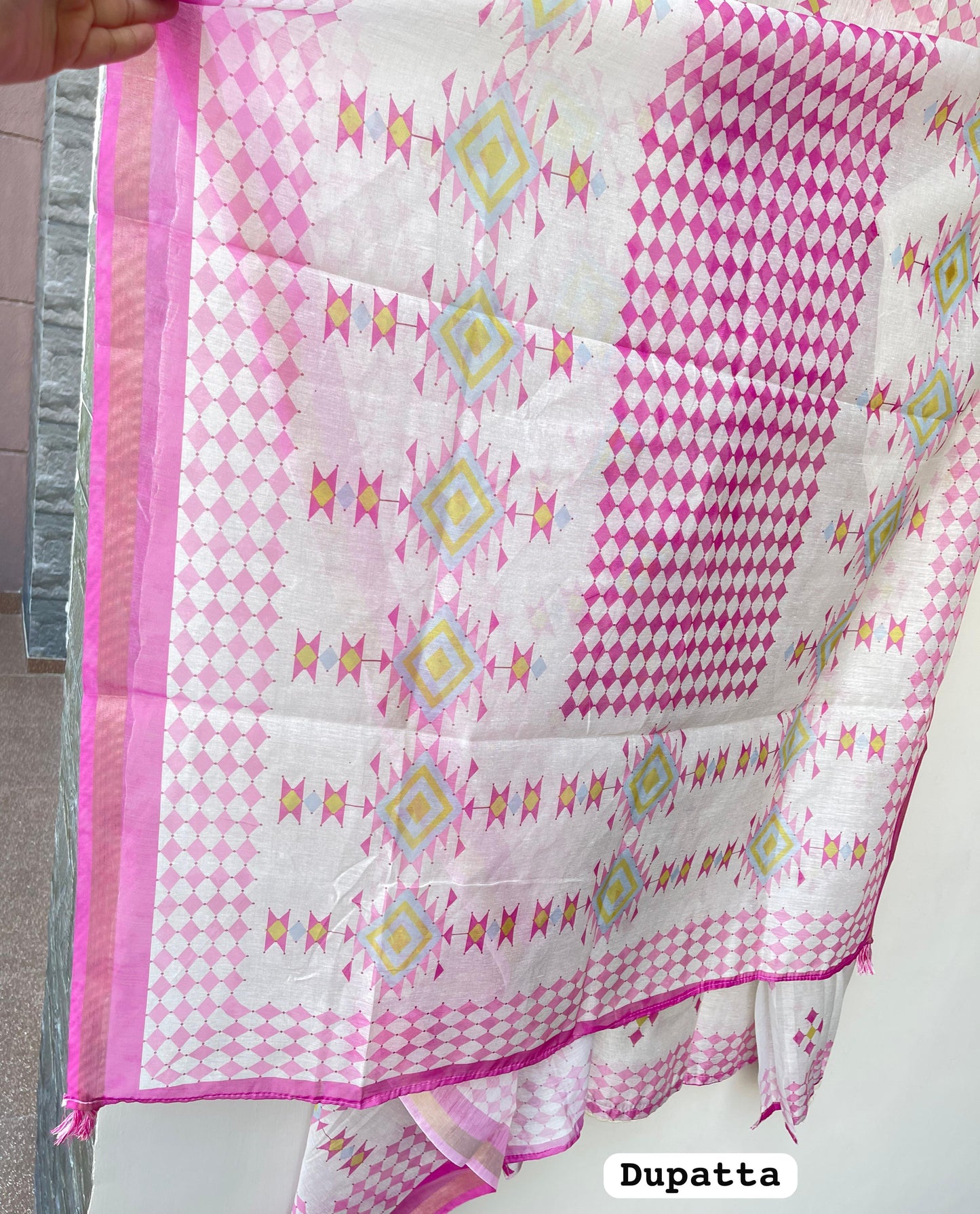 Mul chanderi printed ladies unstitched suit