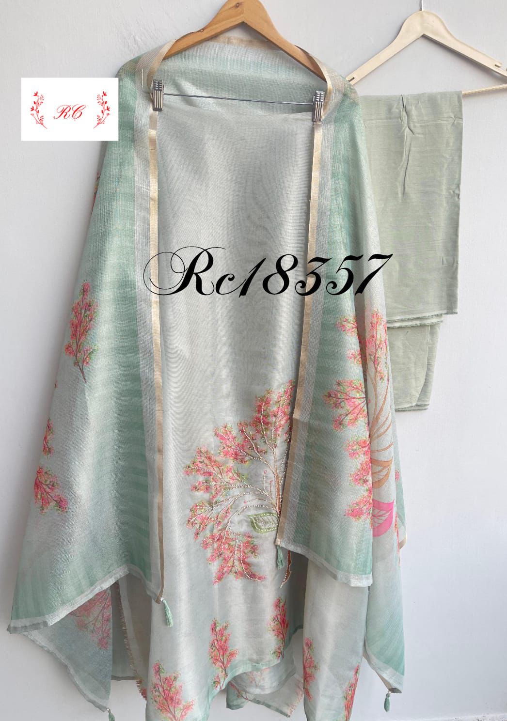 Shimmer linen silk unstitched ladies suit Rc18357