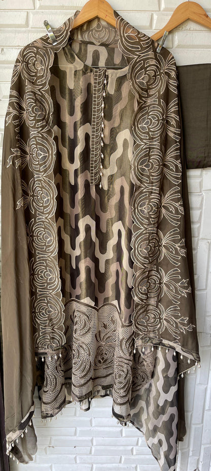 Shimmer silk unstitched ladies suit Rc17753