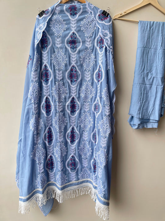 Mul chanderi printed ladies unstitched suit Rc18965