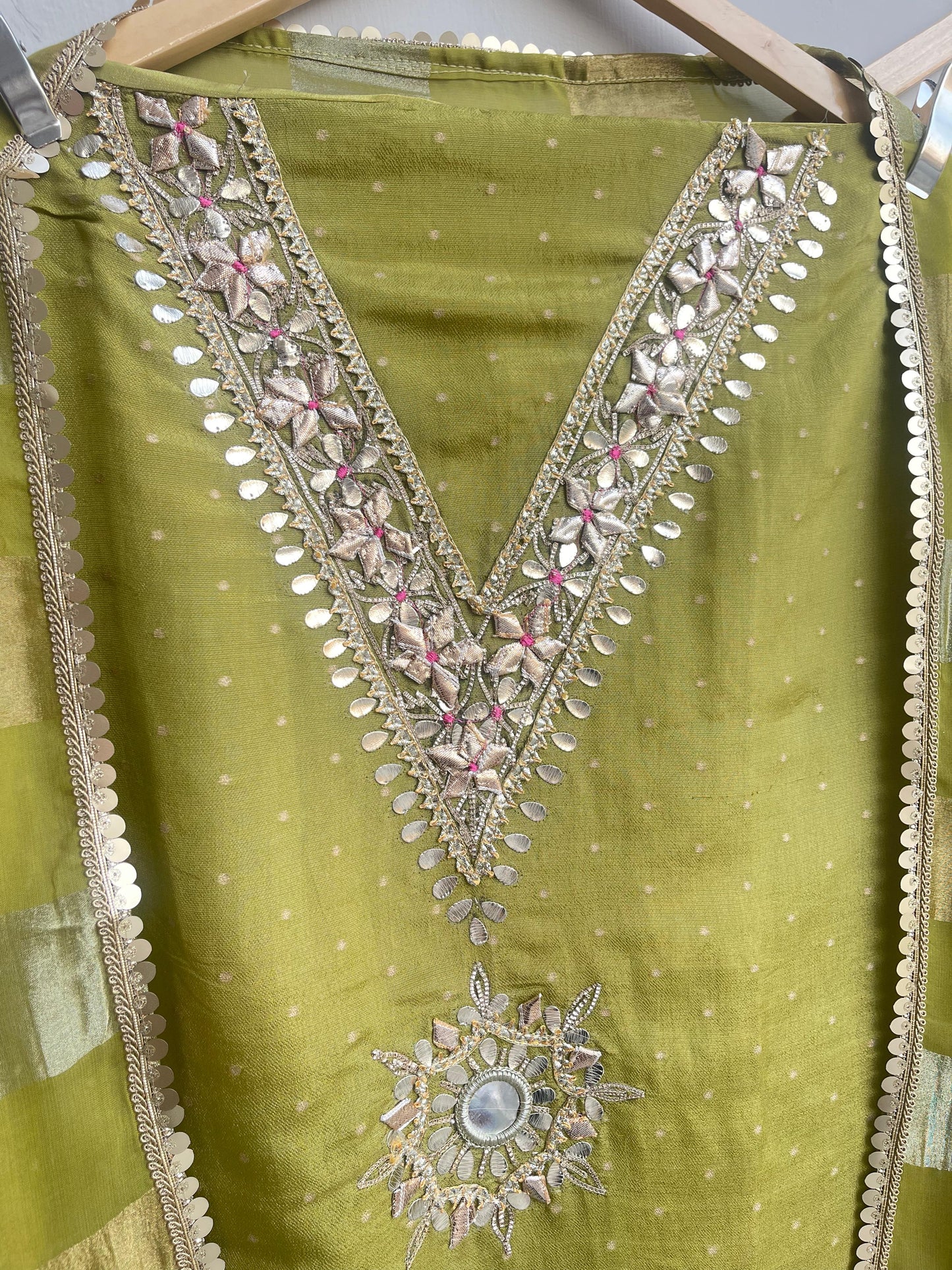 Banarasi shimmer silk unstitched ladies suit Rc17895