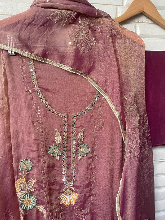 Self crushed shimmer chinon unstitched ladies suit Rc17788 (b)