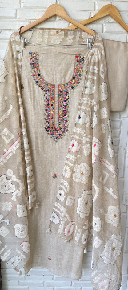 Linen fabric unstitched ladies suit Rc17813