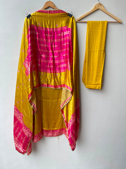Gajji silk printed unstitched ladies suit Rc19210