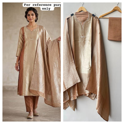 Self giraffe silk unstitched ladies suit Rc19271 (a)