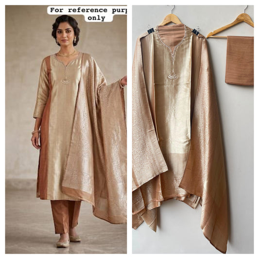 Self giraffe silk unstitched ladies suit Rc19271 (a)
