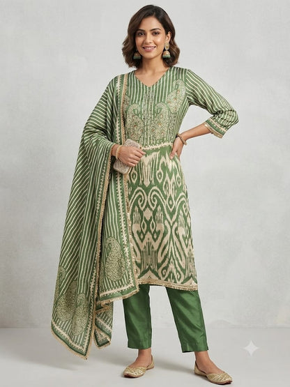 Gajji silk printed unstitched ladies suit Rc19335