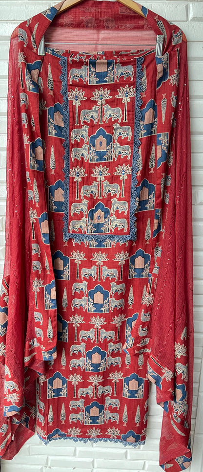 Self linen cotton unstitched ladies suit Rc17549 (a)