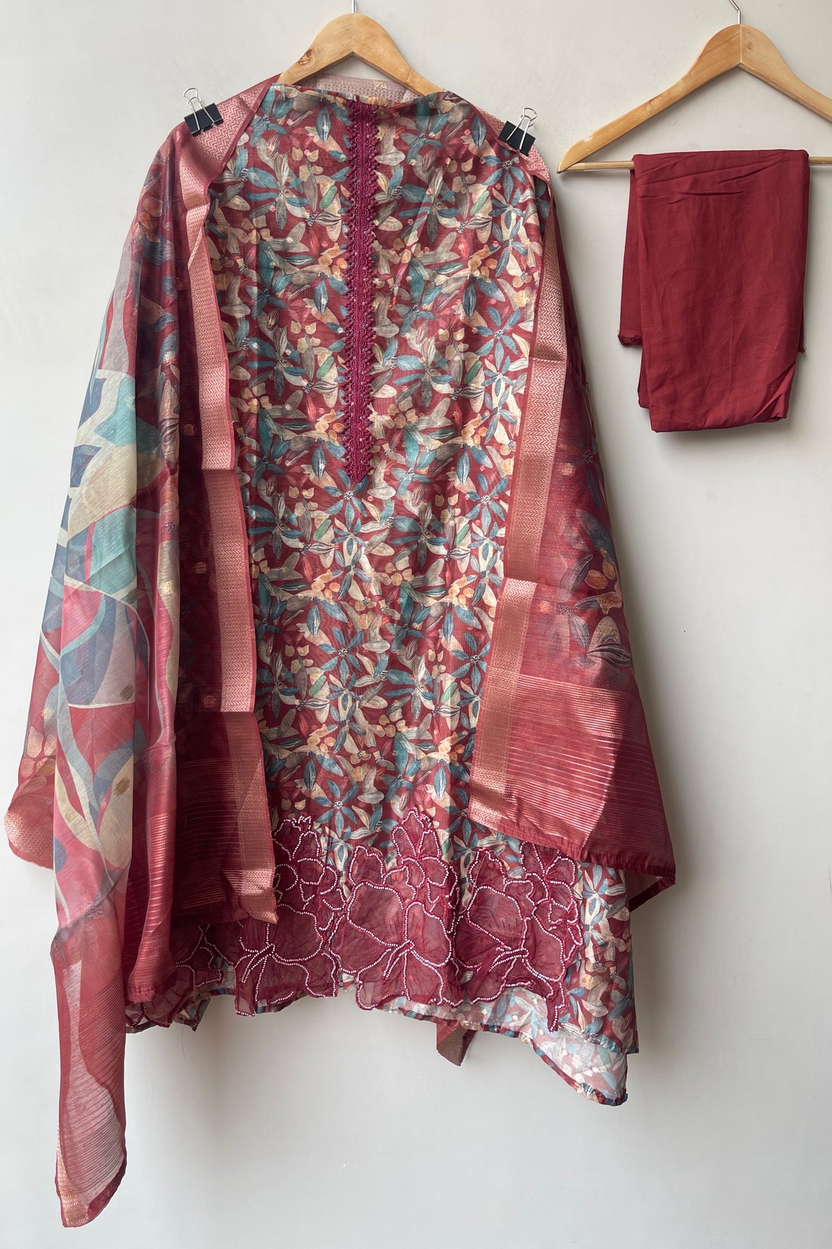Premium Mul Chanderi 3 pcs Unstitched Printed Suit Set