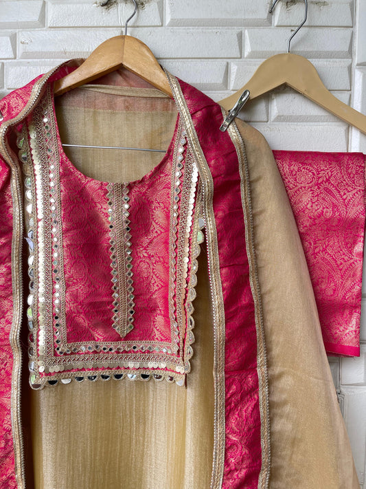 Crushed shimmer tissue unstitched ladies suit Rc17763 (a)