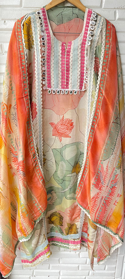 Pure shimmer silk unstitched ladies suit Rc17690