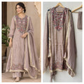 Premium Shimmer Silk Unstitched Designer Suit Set