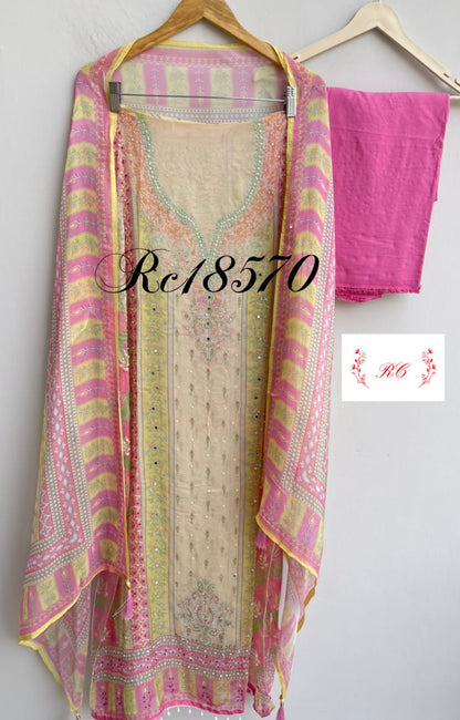 Organza Printed Unstitched Ladies Suit RC-18570 – view 3