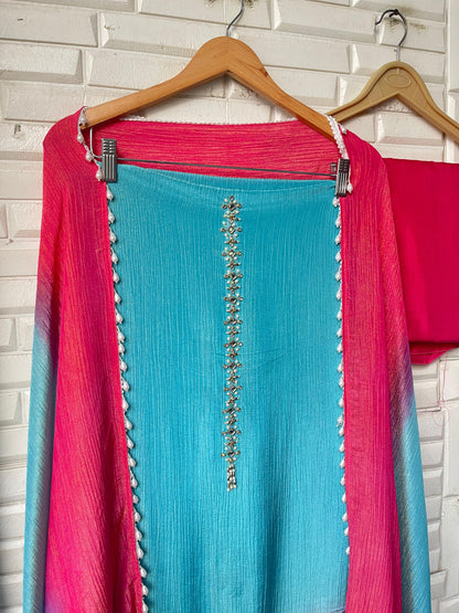 Crushed shimmer tissue unstitched ladies suit Rc17774 (a)