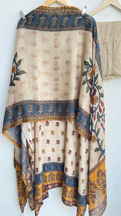 Crape satin unstitched ladies suit Rc17876