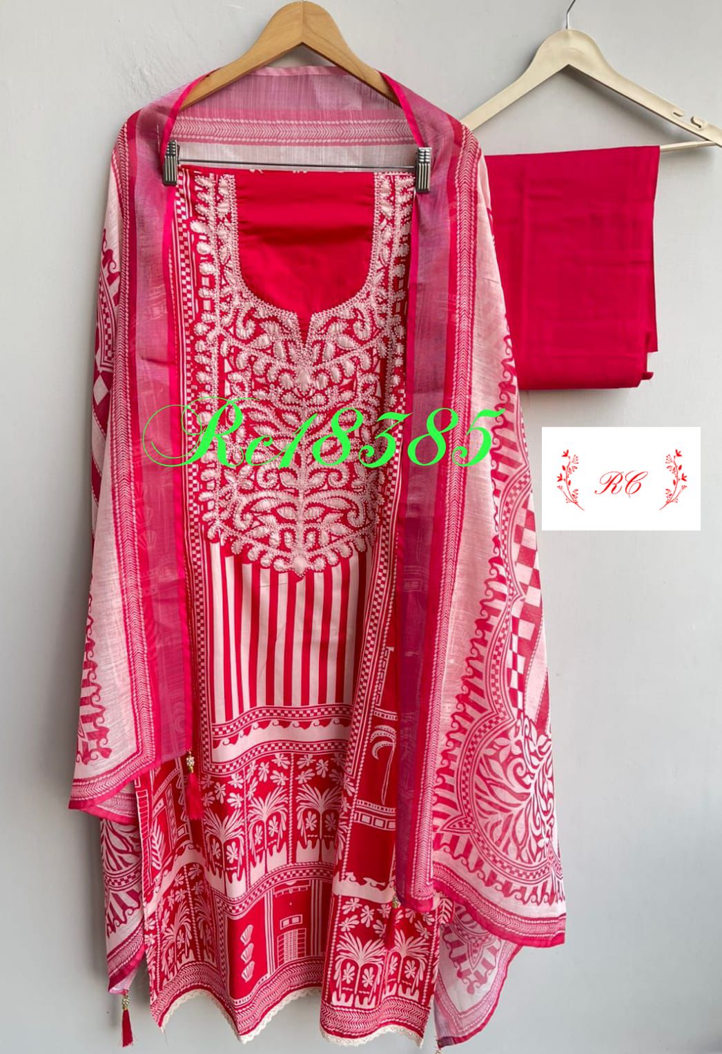 Cambrick cotton unstitched ladies suit Rc18385