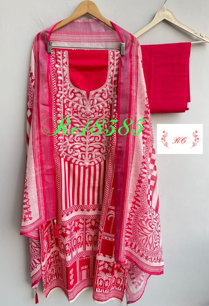 Cambrick cotton unstitched ladies suit Rc18385