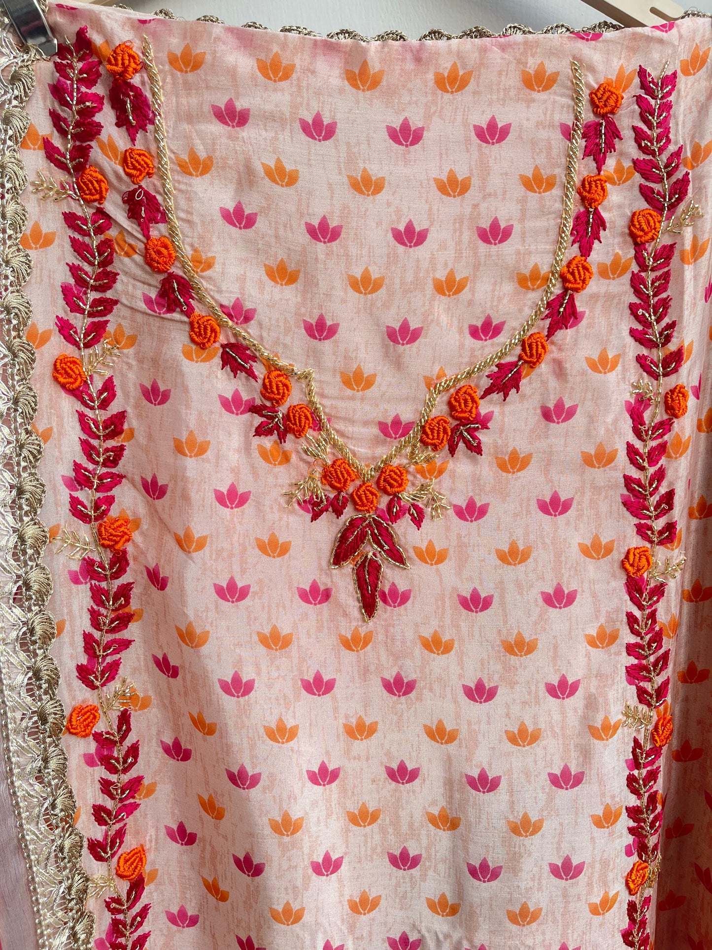 Glass organza unstitched ladies suit Rc17897