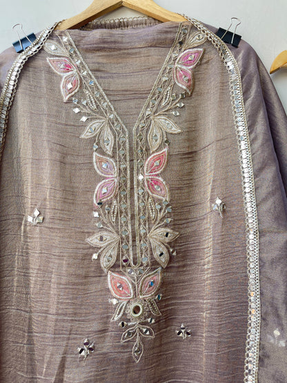 Elegant shimmer tissue ladies unstitched suit