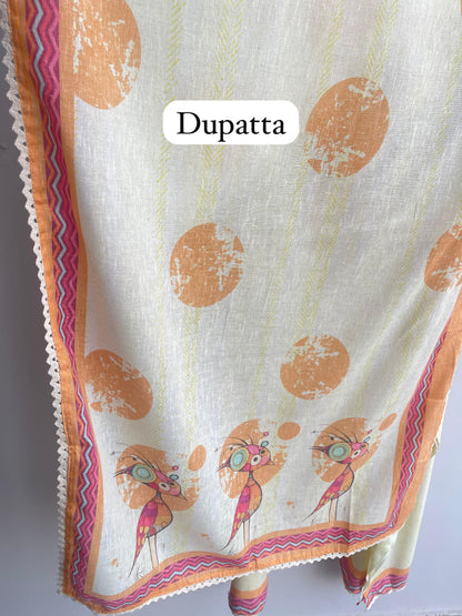 Linen printed unstitched ladies suit Rc18469