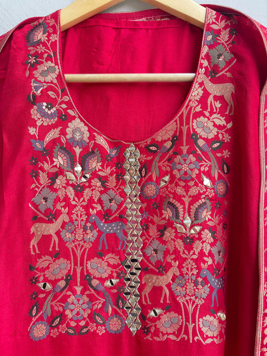 Self banarasi silk woven unstitched ladies suit Rc18230