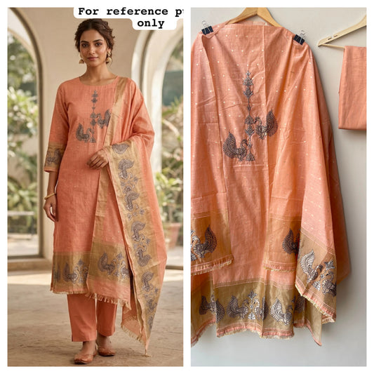 Self Banarasi mul chanderi unstitched ladies suit Rc19067 (a)