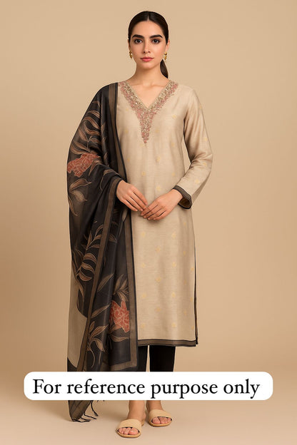 Banarasi soft linen silk unstitched ladies suit Rc17795