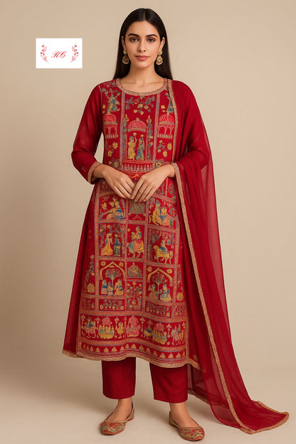 Satin crepe unstitched ladies suit Rc18834 (b)