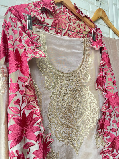 Pure shimmer silk unstitched ladies suit Rc17670