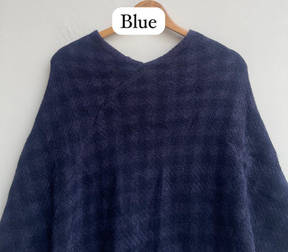 Woolen self ponchos with embroidery Rc17873