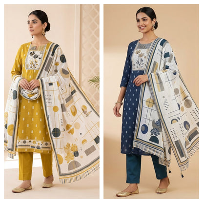 Cotton Weaving Unstitched Ladies Suit with Mirror Work RC-19019(A) - Royal Chic by Priti