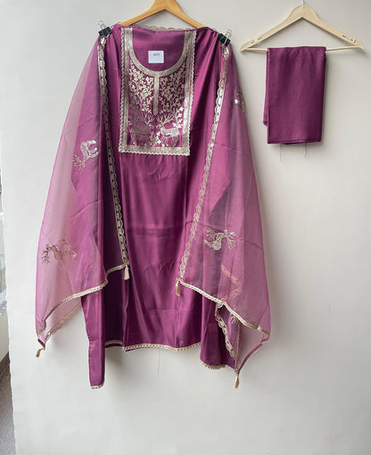 Satin silk unstitched ladies suit Rc18932